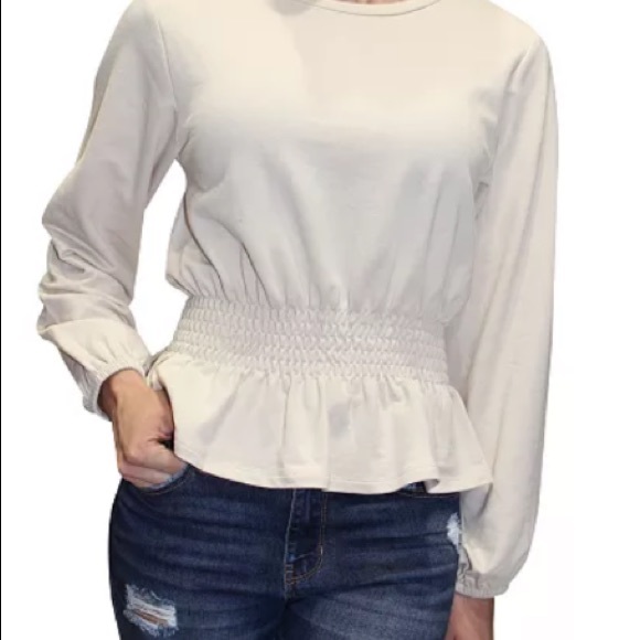 Crave Fame Juniors' Smocked-Waist French Terry Pullover sweatshirt size S - Picture 2 of 8